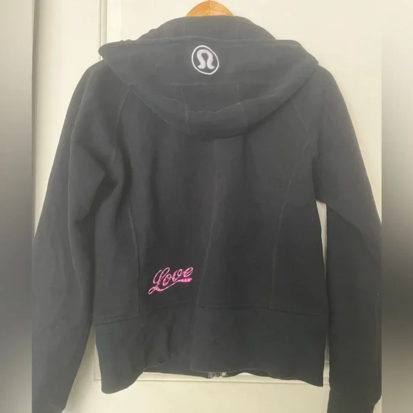 Lululemon athletica 8 Scuba Hoodie in Black love rare logo zip up - Picture 2 of 4
